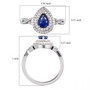 color change sapphire and diamond pear halo ring in 950 platinum shown for size comparison