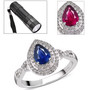 color change sapphire and diamond pear halo ring in 950 platinum