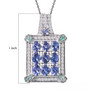 tanzanite paraiba tourmaline and diamond cluster pendant necklace in rhodium over sterling silver shown for size comparison
