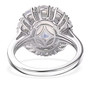 back view of rainbow moonstone apatite and zircon halo ring in rhodium over sterling silver