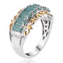 side view of grandidierite regal band ring in two-tone 18k yellow gold and rhodium over sterling silver