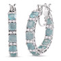 grandidierite and white zircon hoop earrings in rhodium over sterling silver