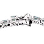 clasp detail of grandidierite and white zircon tennis bracelet in rhodium over sterling silver