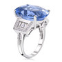 side view of color change fluorite and white zircon ring in rhodium over sterling silver