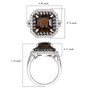 columbianite brown and white zircon double halo ring in rhodium over sterling silver shown for size comparison