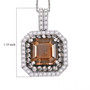 columbianite brown and white zircon double halo pendant neclace in rhodium over sterling silver shown for size comparison