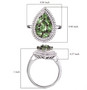 tsavorite garnet and white zircon cluster halo ring in rhodium over sterling silver shown for size comparison