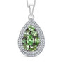 tsavorite garnet and white zircon cluster halo pendant necklace in rhodium over sterling silver