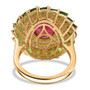 full view of ruby (ff) chrome diopside and white zircon cocktail halo ring in 18k yellow gold over sterling silver
