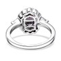 full view of purple spinel and moissanite halo ring in rhodium over sterling silver