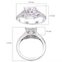 princess cut and round moissanite ring in 10k white gold shown for size comparison