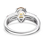 full view of scapolite pink tourmaline and white zircon ring in rhodium over sterling silver