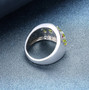 full view of peridot rhodolite garnet and white zircon band ring in rhodium over sterling silver