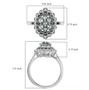 alexandrite and white zircon cluster ring in rhodium over sterling silver shown for size comparison