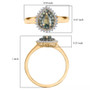 alexandrite and lab diamond pear halo ring in 10k yellow gold shown for size comparison