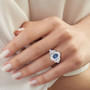 brazilian alexandrite and diamond ring in 900 platinum worn on a hand