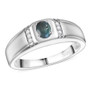alexandrite and moissanite gents ring in rhodium over sterling silver