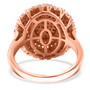 back view of champagne and white diamond cluster ring in 18k rose gold over sterling silver