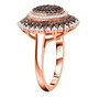 side view of champagne and white diamond cluster ring in 18k rose gold over sterling silver