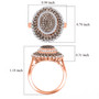 champagne and white diamond cluster ring in 18k rose gold over sterling silver shown for size comparison