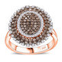 champagne and white diamond cluster ring in 18k rose gold over sterling silver