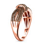 side view of champagne diamond crossover ring in 18k rose gold over sterling silver
