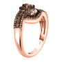 side view of champagne diamond bypass ring in black rhodium and 18k rose gold over sterling silver