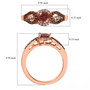 pink apatite brown and white zircon ring in 18k rose gold over sterling silver shown for size comparison