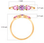 natural purple and pink sapphire and diamond ring in 14k yellow gold shown for size comparison