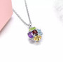 full view of multi gemstone cluster pendant necklace in rhodium over sterling silver
