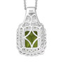 back view of peridot tsavorite garnet and white zircon emerald cut double halo pendant necklace in rhodium over sterling silver