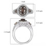 color change garnet and white zircon oval double halo ring in rhodium over sterling silver shown for size comparison
