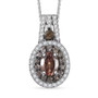 change garnet and white zircon oval double halo pendant necklace in rhodium over sterling silver