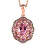 pink blush tourmaline and champagne diamond flower cluster halo pendant necklace in 10k rose gold