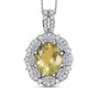 yellow apatite and moissanite double halo pendant necklace in rhodium over sterling silver