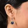 sapphire (ff) and multi gemstone regal halo earrings in 18k yellow gold and rhodium over sterling silver worn on the ear