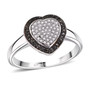 black and white diamond heart ring in rhodium over sterling silver