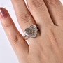 champagne and white diamond ring in 18k rose gold over sterling silver worn on a hand
