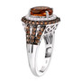 side view of madeira citrine orange sapphire and zircon halo ring in rhodium over sterling silver