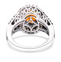 back view of madeira citrine orange sapphire and zircon halo ring in rhodium over sterling silver