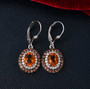 citrine orange sapphire halo leverback earrings in rhodium over sterling silver live studio