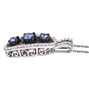 side view of ceylon blue sapphire and zircon pendant necklace in rhodium over sterling silver