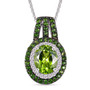 peridot chrome diopside and zircon pendant necklace in rhodium over sterling silver