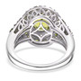 back view of peridot chrome diopside and zircon halo ring in rhodium over sterling silver
