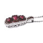 side view of rubellite tourmaline and zircon pendant necklace in rhodium over sterling silver