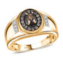color change garnet and white zircon halo gents ring in 18k yellow gold over sterling silver