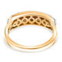 full view of red spinel and white zircon band ring in 14k yellow gold
