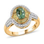 demantoid garnet yellow sapphire and moissanite evil eye halo ring in 18k yellow gold over sterling silver