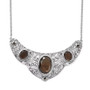 chocolate sapphire and smoky quartz bib necklace in rhodium over sterling silver