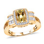 heliodor and moissanite halo ring in 18k yellow gold over sterling silver